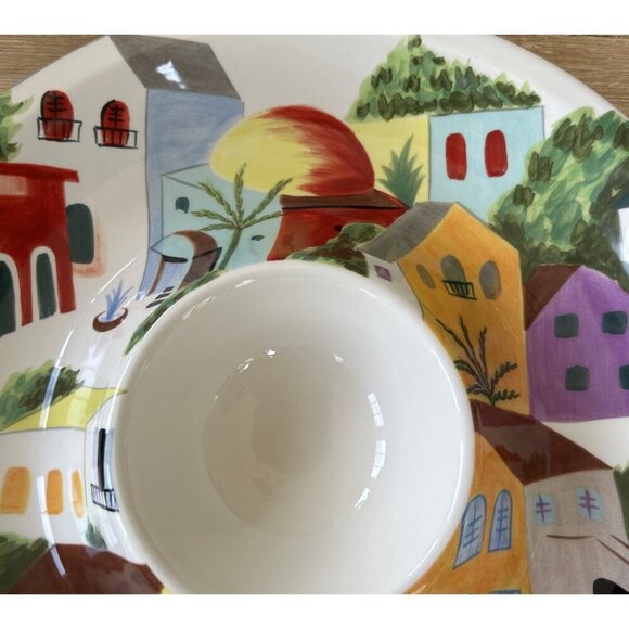 Pier 1 Earthenware VILLA DEL SOL CHIP & DIP Round Serving Platter Dish 13.5" - Picture 2 of 3